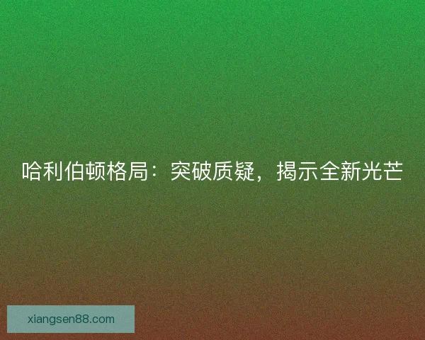 哈利伯顿格局：突破质疑，揭示全新光芒